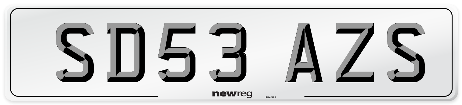 SD53 AZS Number Plate from New Reg